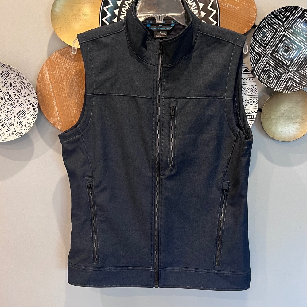 Kuhl Interceptr Vest Mens Medium Dark Navy Blue Full Zip Grid Fleece Softshell